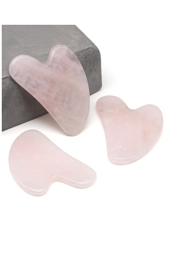 Pembe Kuvars Taşı Gua Sha  Doğal Masaj Taşı