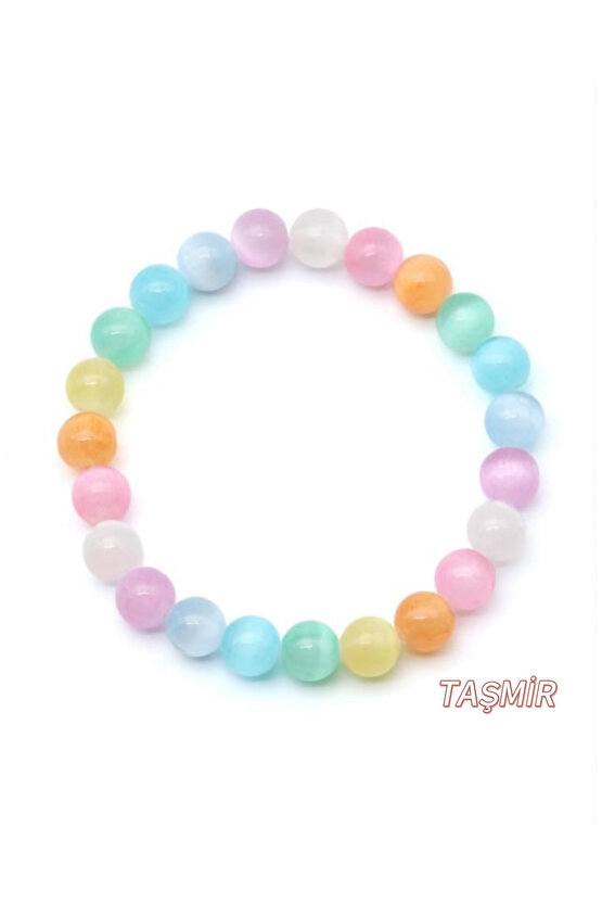 Renkli Selenit Taşı Bileklik 8 mm
