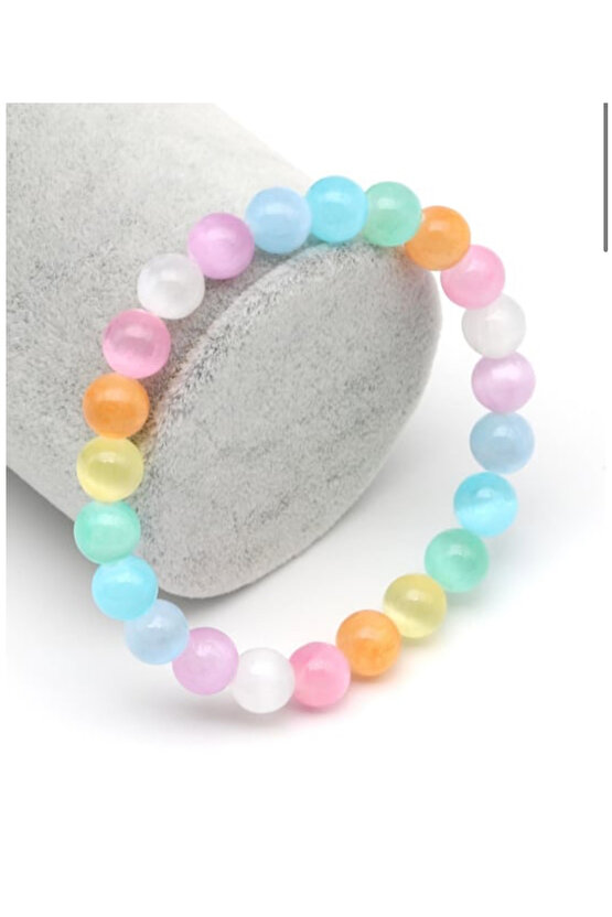 Renkli Selenit Taşı Bileklik 8 mm