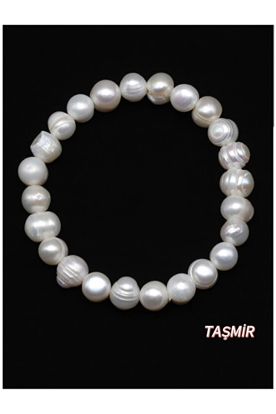 İnci Doğal Taş Bileklik 8 x 9 mm Özel Kesim