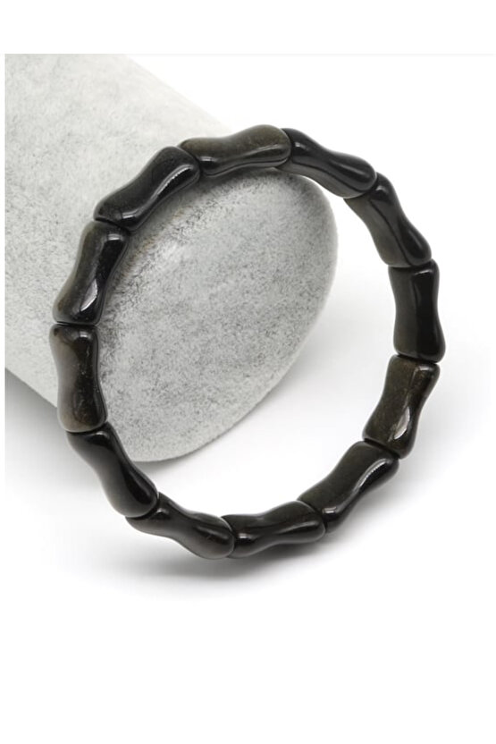 Obsidyen Taşı Doğal Taş Roleks Bileklik 10 x 17 mm