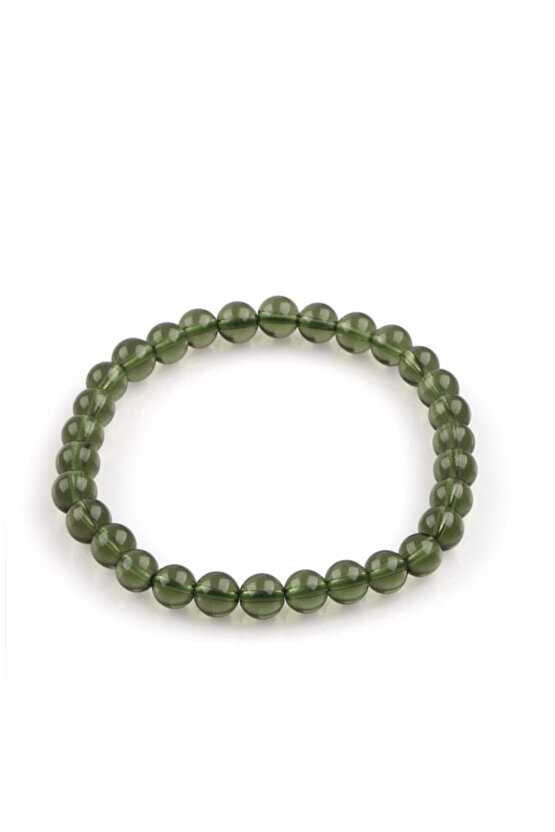 Moldavit Doğal Taş Bileklik 6 mm Küre Kesim