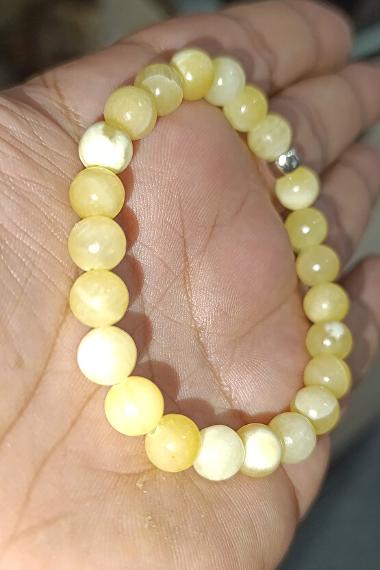 Sarı Kalsit Taşı 8 mm Natural Doğaltaş Bileklik