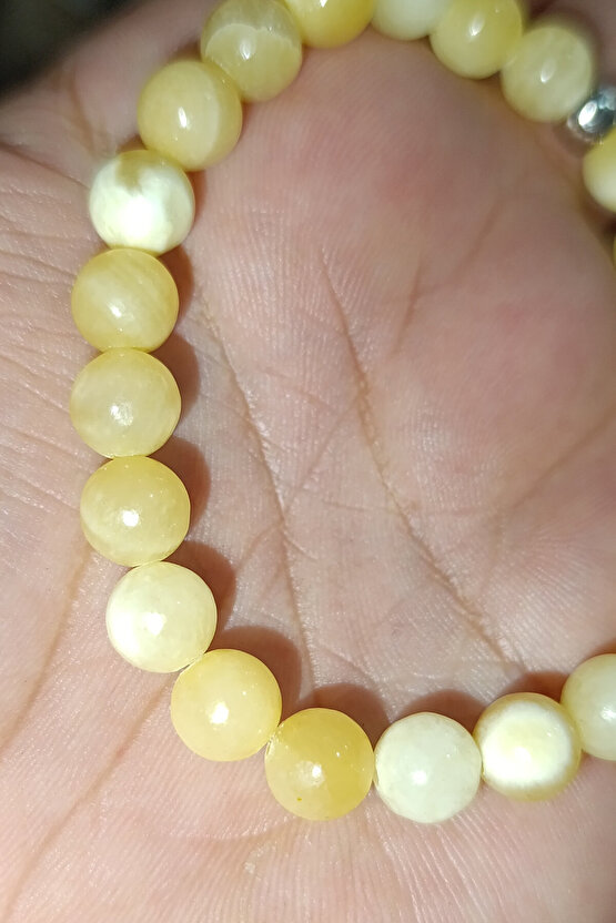 Sarı Kalsit Taşı 8 mm Natural Doğaltaş Bileklik