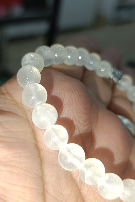 Selenit Taşı 8 mm Natural Doğaltaş Bileklik