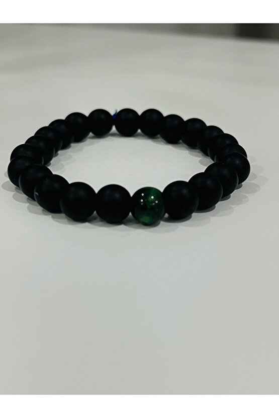 Mat siyah oniks taş Doğal Yeşim Taşlı hediyelik Unisex Bileklik