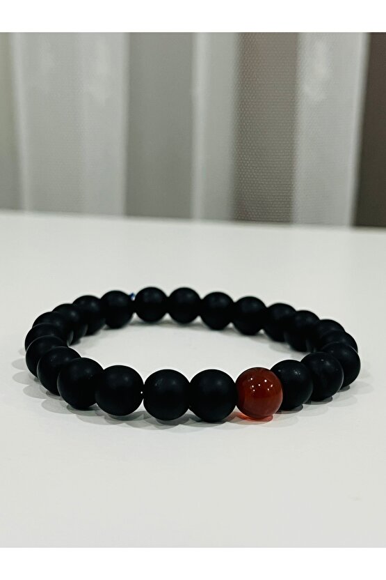 Mat siyah oniks taş Kaplan gözü Doğal taş bileklik Unisex hediyelik bileklik