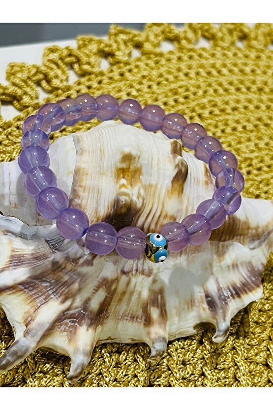 Mor flout Nazar boncuk Bilekliği Şans ve Çakra bilekliği Pozitif Enerji