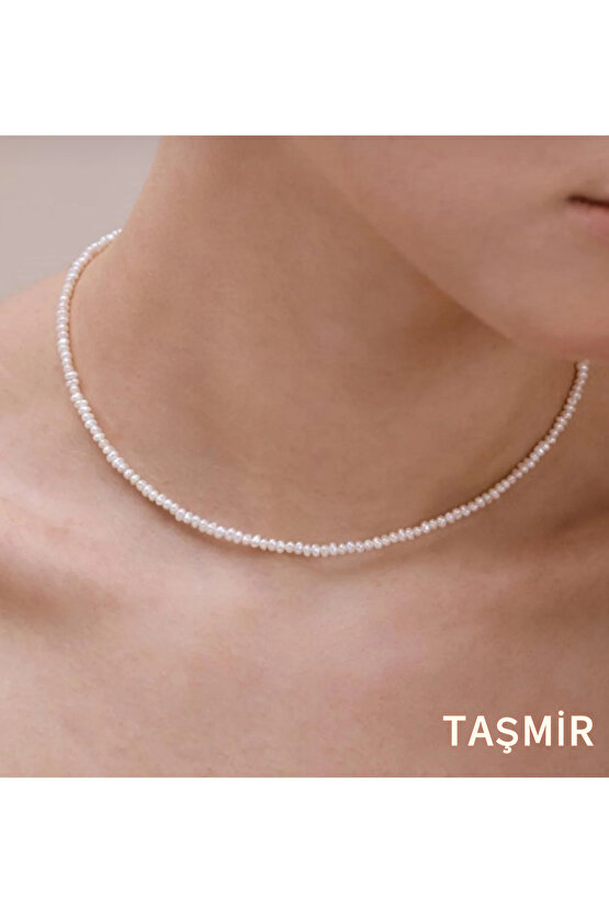 Doğal Kum İnci Kolye 2 mm ( A Kalite )