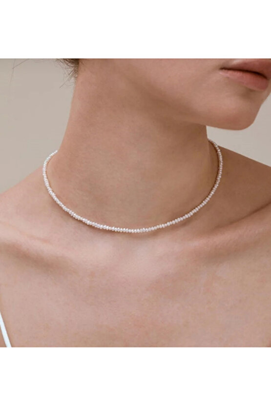 Doğal Kum İnci Kolye 2 mm ( A Kalite )
