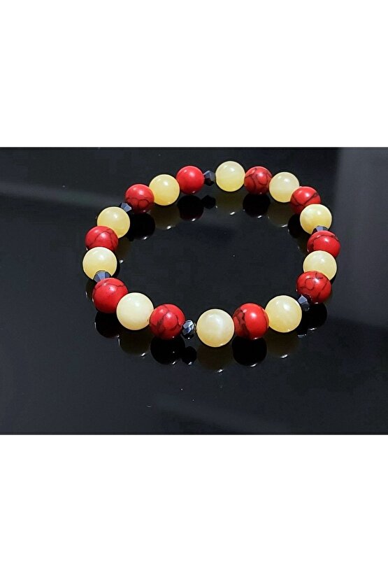 Doğaltaş Sarı Kırmızı Bileklik