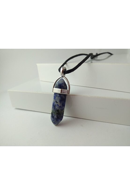 Unisex Sodalit Taşı Çivi Şeklinde Kolye