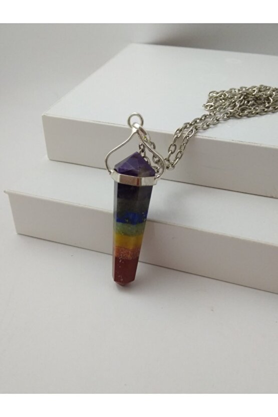 Çakra Taşı Kolye Pandül Şeklinde Doğaltaş Kolye