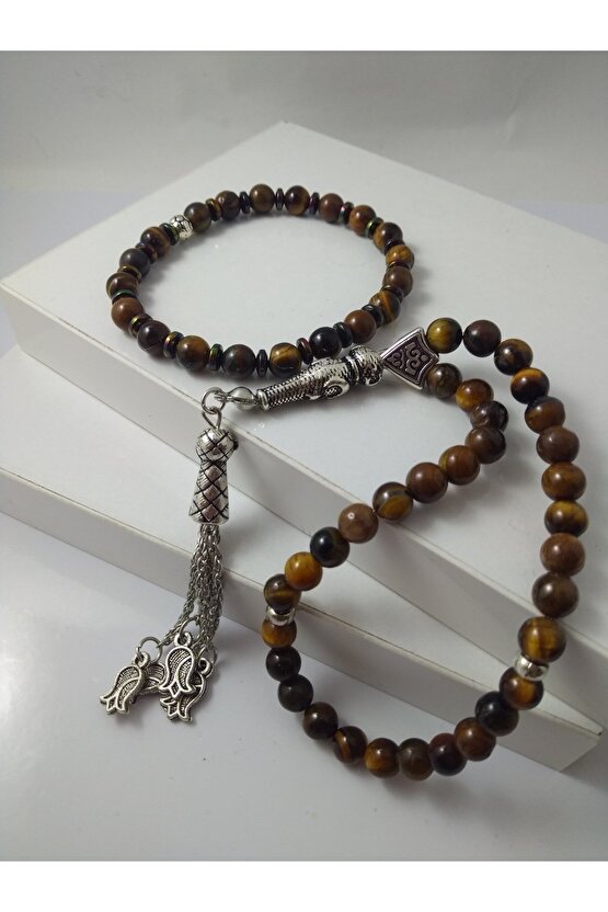 Kaplangözü Taşı Tespih Ve Bileklik Takım Doğaltaş Tespih-bileklik Takım