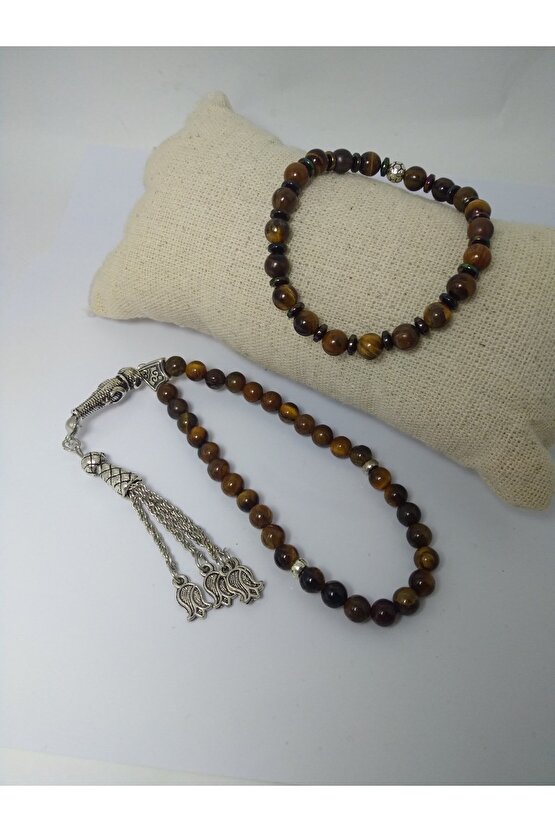 Kaplangözü Taşı Tespih Ve Bileklik Takım Doğaltaş Tespih-bileklik Takım