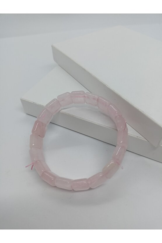 Pembe Kuvars Taşı Bileklik Özel Kesim Doğaltaş Bileklik