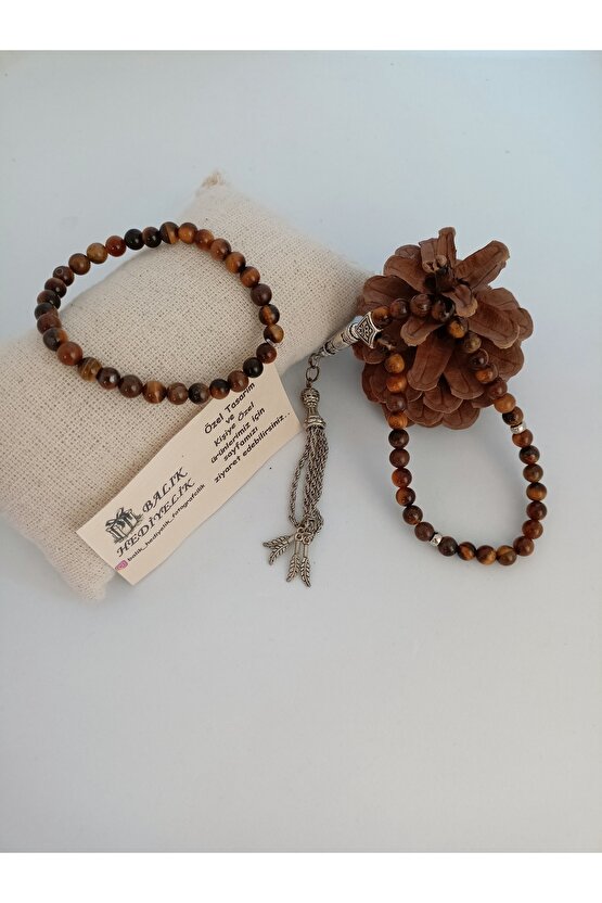 KAPLANGÖZÜ TAŞI TESPİH VE BİLEKLİK TAKIM DOĞALTAŞ TESPİH-BİLEKLİK TAKIM-1003