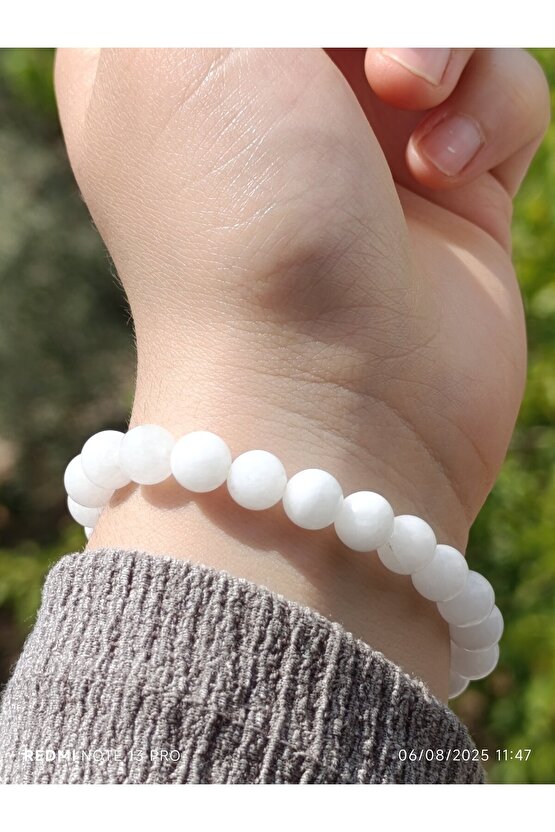 Beyaz Kuvars Doğaltaş Kadın ve Erkek Bileklik