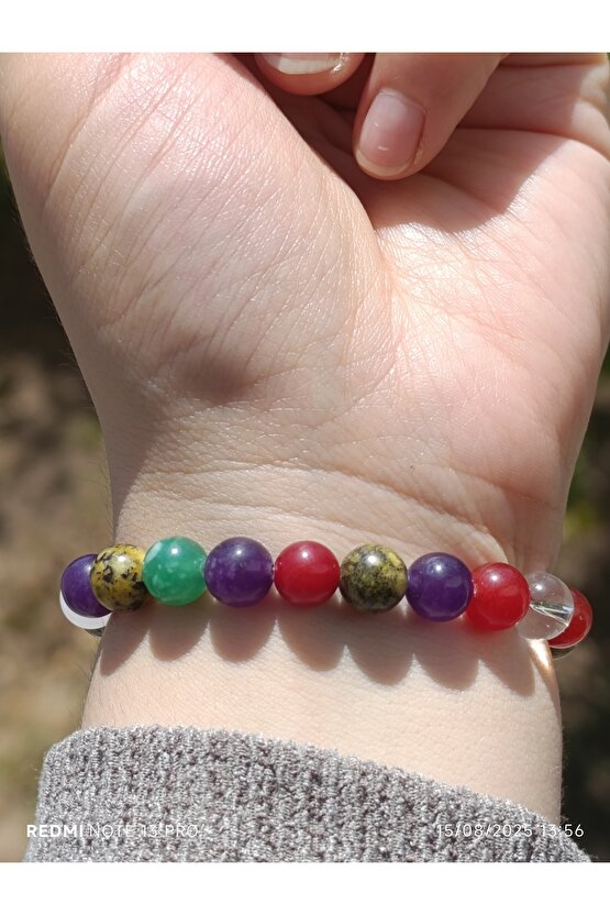 Renkli Kuvars Doğaltaş Kadın ve Erkek Bileklik