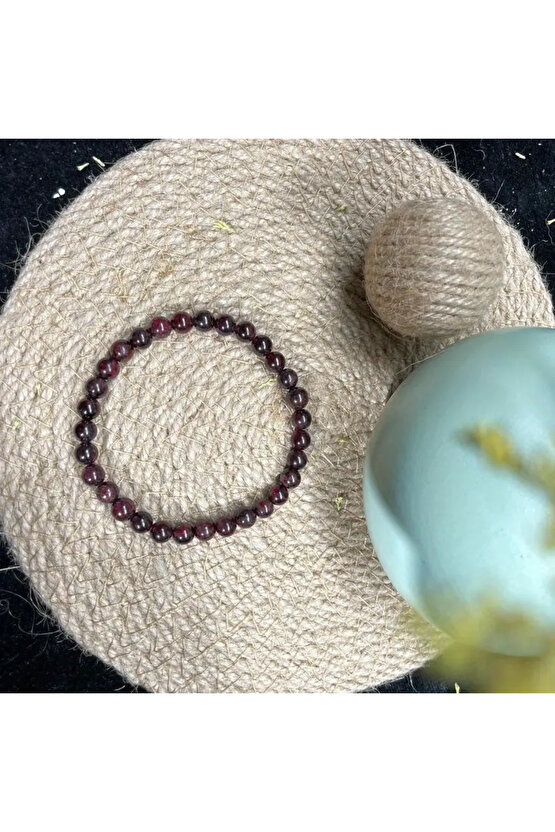 Şifalı- Garnet (Lal) Doğal Taş Bileklik 8 mm – Enerji ve Tutku Taşı - sertifikalı
