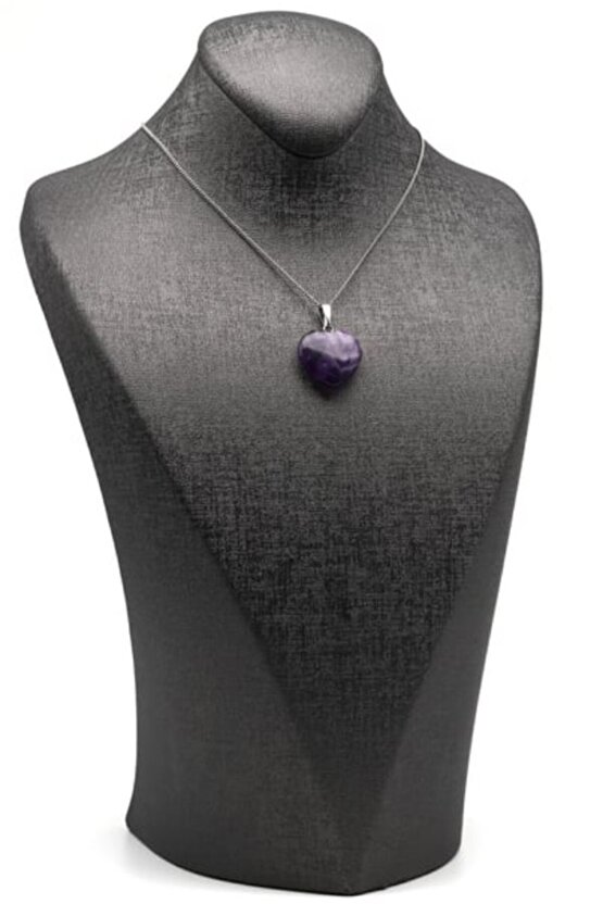 Ametist kalp Kolye doğaltaş 100%100 sertifikalı – Panik Atak ve Kaygıya Karşı Doğal Destek