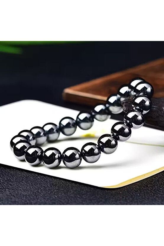 8 mm Hematit Doğaltaş Bileklik 100%100 sertifikalı – Güç, Denge ve Koruma taşı