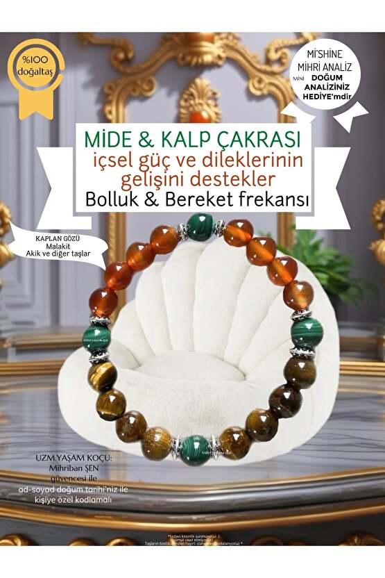 Doğaltaş Mide Kalp Çakrası Bilekliği
