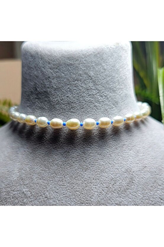 İnci Doğal Taş Halhal - Bebek Mavisi ( Küçük ) - 1 Adet ( El Yapımı Tasarım Ürünler ).