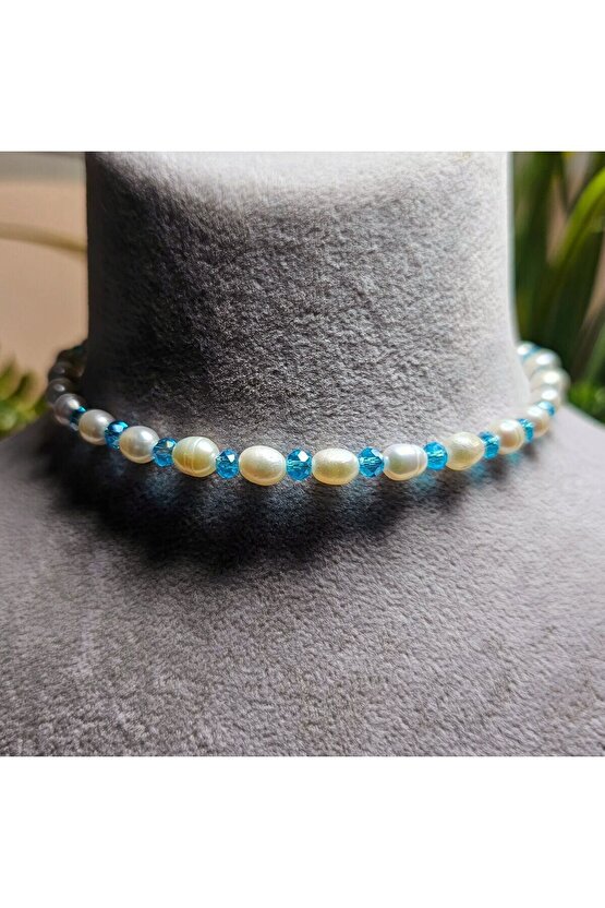 İnci Doğal Taş Halhal - Turkuaz - 1 Adet ( El Yapımı Tasarım Ürünler )