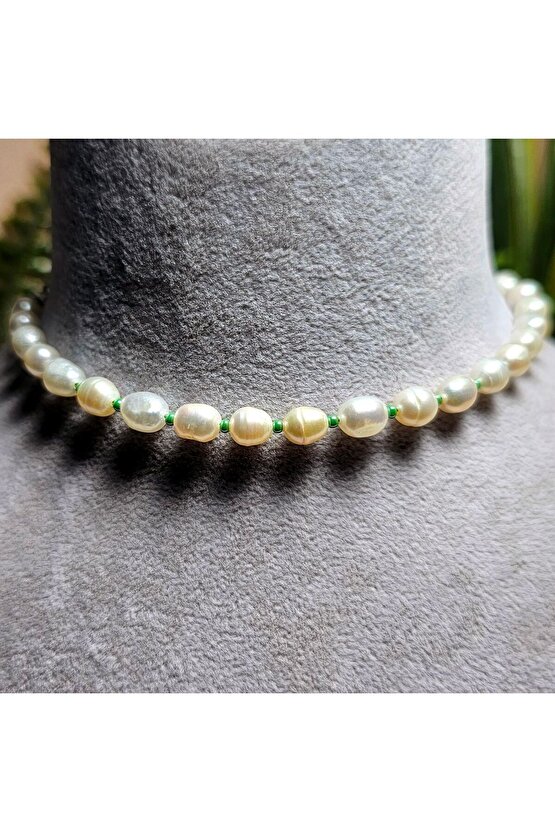 İnci Doğal Taş Halhal - Su Yeşili ( Küçük ) - 1 Adet ( El Yapımı Tasarım Ürünler )