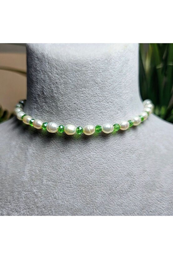 İnci Doğal Taş Halhal - Yeşil - 1 Adet ( El Yapımı Tasarım Ürünler )