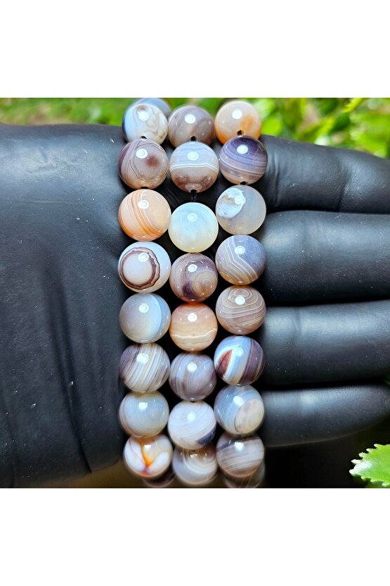 10mm Botswana Akik Bileklik  - El Yapımı Tasarım Ürünler