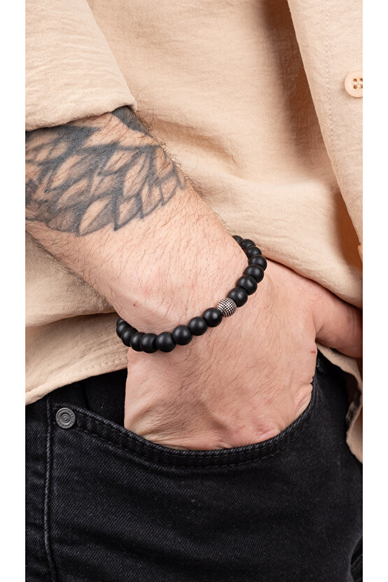 Unisex Oniks Güç Denge Doğaltaş Hediyelik Bileklik