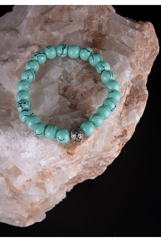 Unisex Turkuaz Cam Hediyelik Bileklik