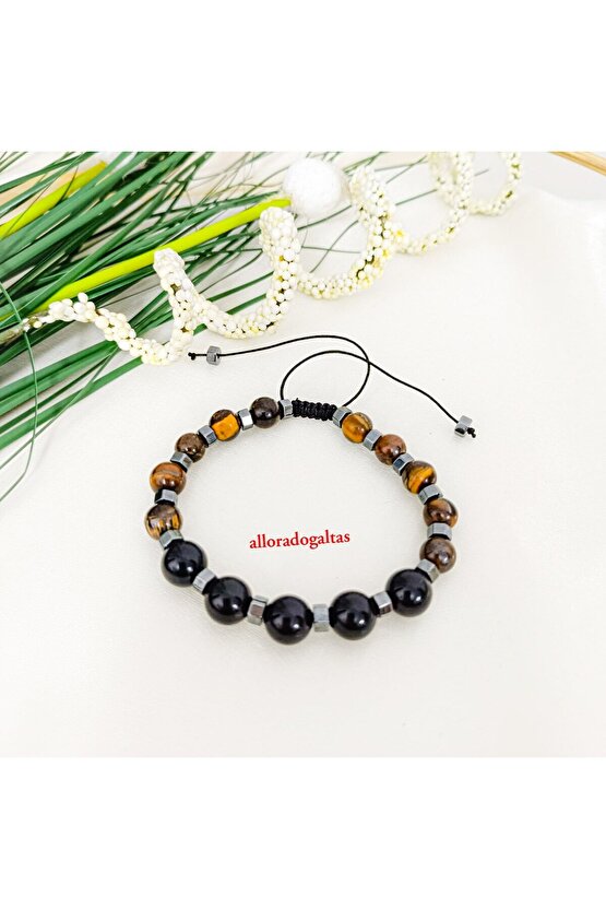 Kaplan Gözü&onix Taşı Erkek Bileklik