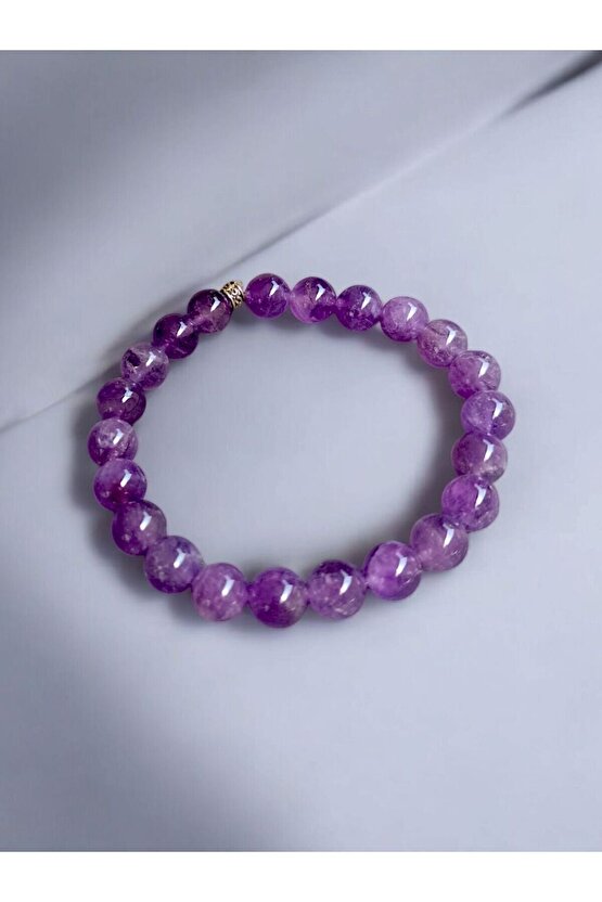 Amesist Taşı Doğal Taş Bileklik 8mm