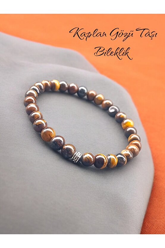 Doğal Taş Kaplan Gözü Taşı Bileklik 6 mm