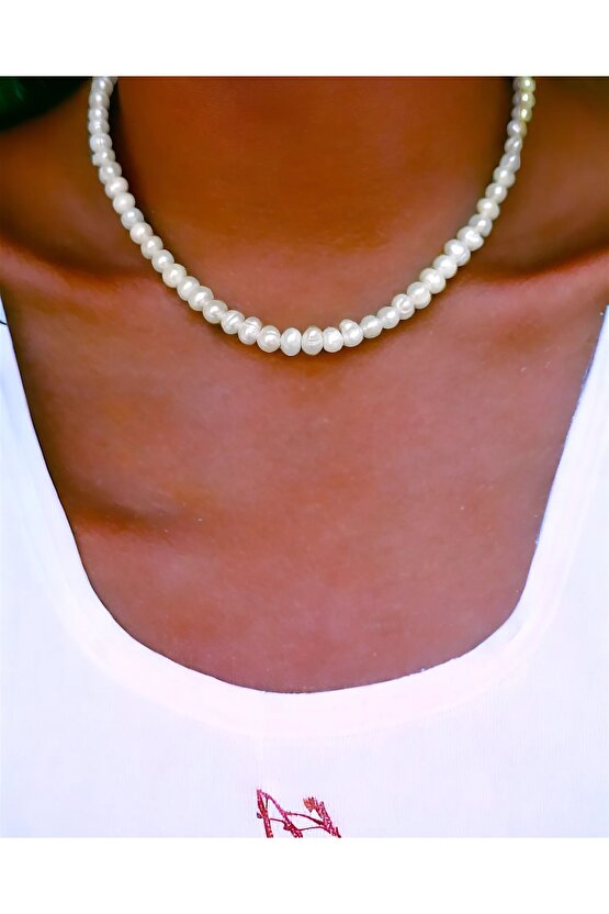 Saf Su İnci Kolye 925 Ayar Gümüş