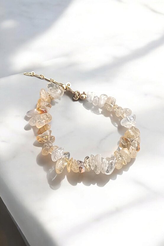 Doğal Taş Sitrin Taşı(BollukBereket) Bileklik