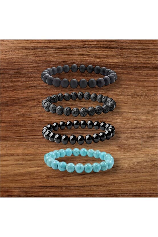 Kusakli Doğaltaş Çakra Enerji Bilekliği 4 Lü