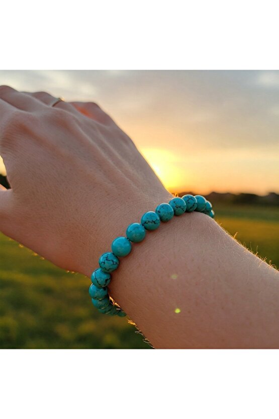 Turkuaz doğal taş bileklik 8mm Özel Tasarım