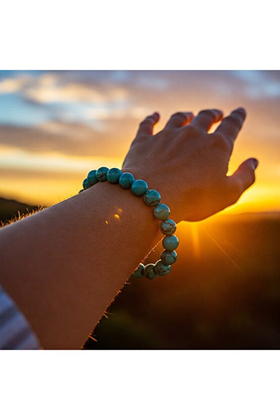 Turkuaz doğal taş bileklik 8mm Özel Tasarım