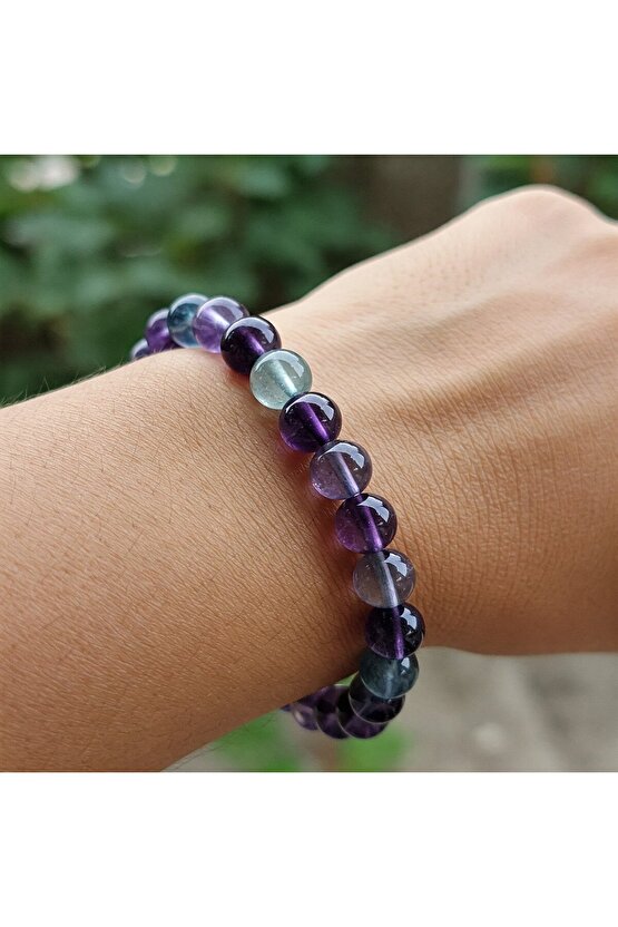 Florit doğal taş bileklik 8mm muhteşem renklerde