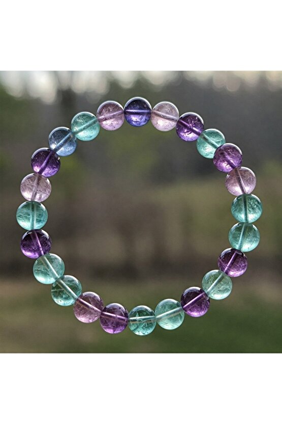 Florit doğal taş bileklik 8mm muhteşem renklerde