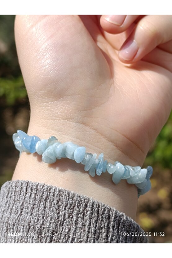 Akuamarin Kırık Doğaltaş Kadın ve Erkek Huzur Bilekliği