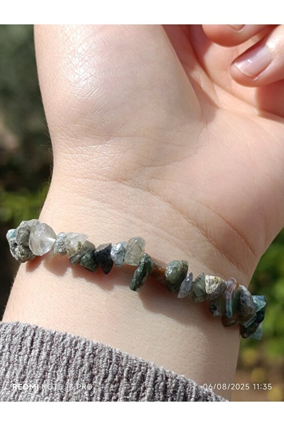Yosunlu Akik Kırık Doğaltaş Kadın ve Erkek Bileklik