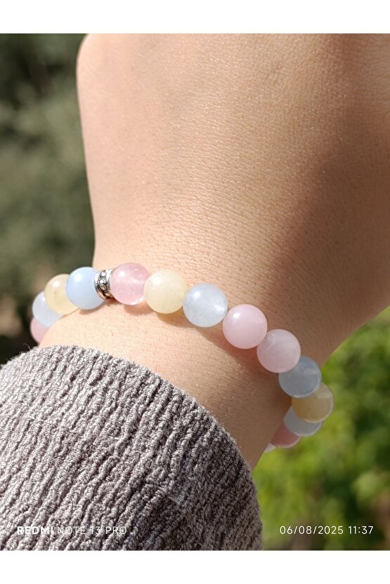 Soft Renklerde Kuvars Doğaltaş Bileklik