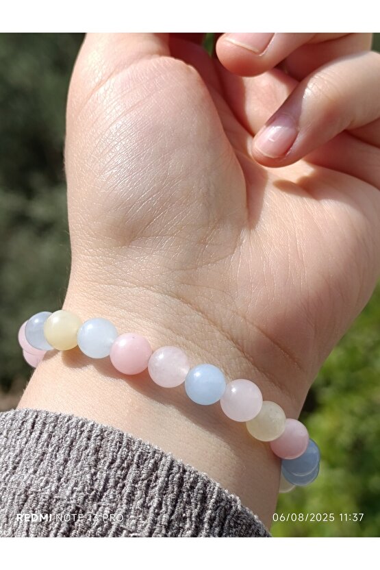 Soft Renklerde Kuvars Doğaltaş Bileklik