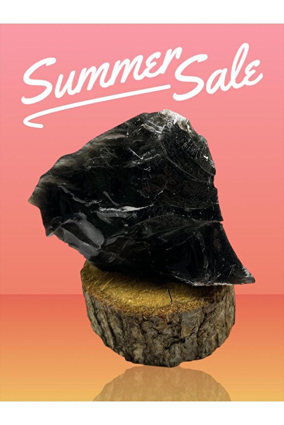 OBSİDYEN STANDLI KAYA(EJDERHA CAMI)(SERTİFİKALI)