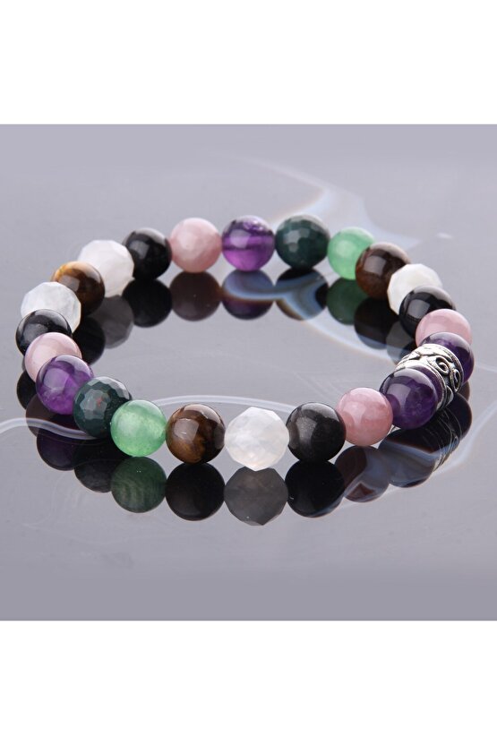 Ametist P.Kuvars Obsidyen Ay Taşı Kaplan Gözü Aventurin Kan Taşı 8 mm Doğal Taş Bileklik